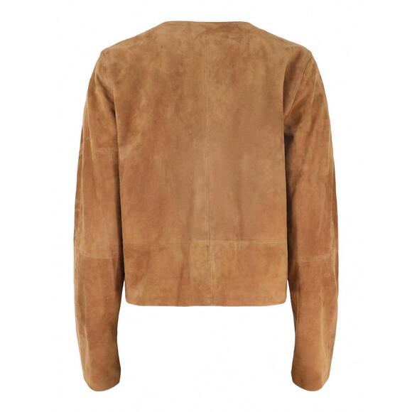 NEW VINCE collarless cropped suede jacket in camarillo - Picture 4 of 4